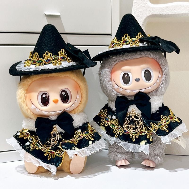 Labubu Dress-Up Collection: Generations 1-2 Sitting Party Outfits - Wizard Cloak & Spellbound Hat Bundle