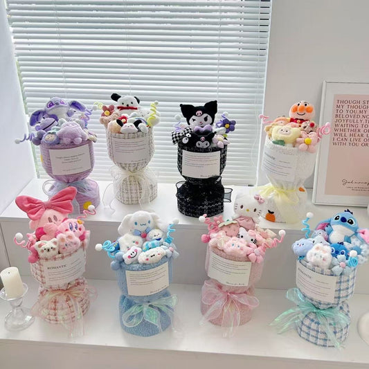 Cinnamoroll & Kuromi Cartoon Plush Bouquet - Cute Stuffed Doll Gift for Girlfriend, Kids’ Birthday, Girls, and Best Friend