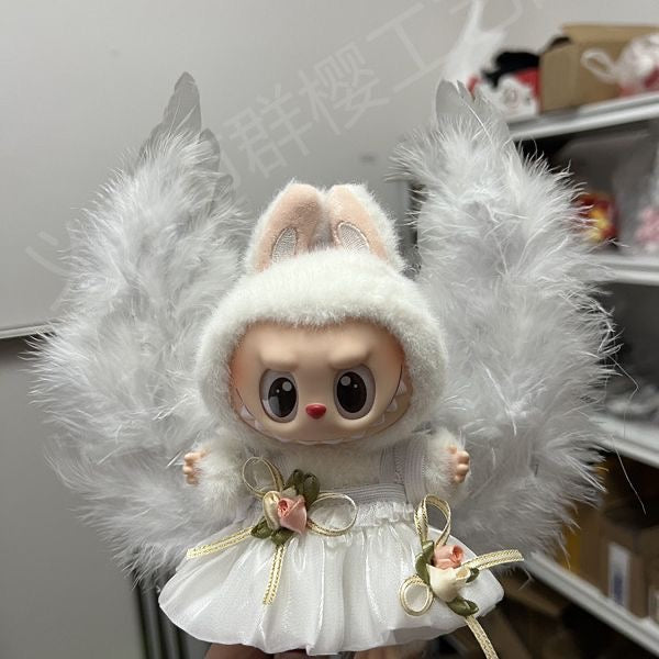 Labubu Doll Dress with Detachable Angel Wings