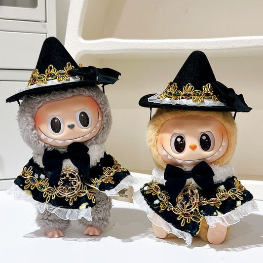 Labubu Dress-Up Collection: Generations 1-2 Sitting Party Outfits - Wizard Cloak & Spellbound Hat Bundle