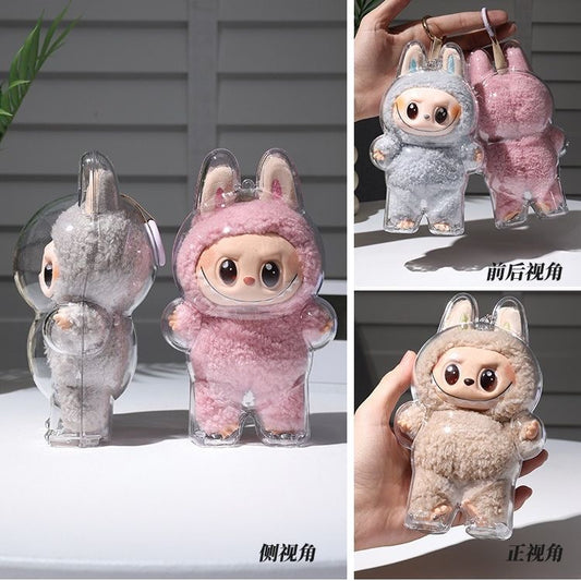 Labubu Sitting/Standing Vinyl Figure Case - Transparent Dustproof Display Box with Protective Cover