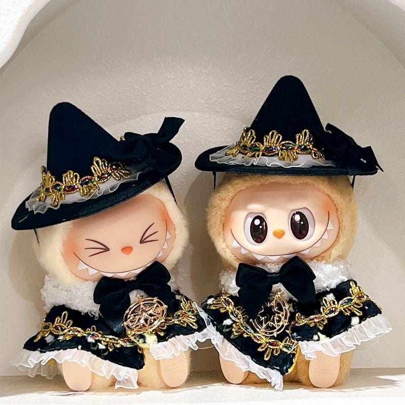 Labubu Dress-Up Collection: Generations 1-2 Sitting Party Outfits - Wizard Cloak & Spellbound Hat Bundle
