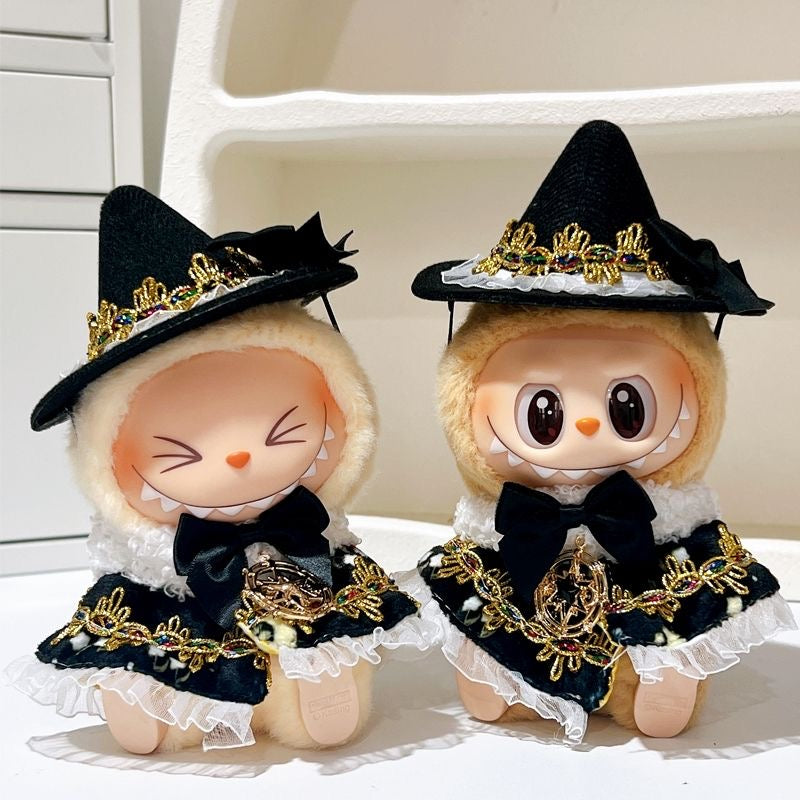 Labubu Dress-Up Collection: Generations 1-2 Sitting Party Outfits - Wizard Cloak & Spellbound Hat Bundle
