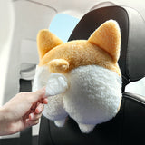Adorable Corgi Car Tissue Holder Plush Toy – Seatback Decor & Auto Accessory